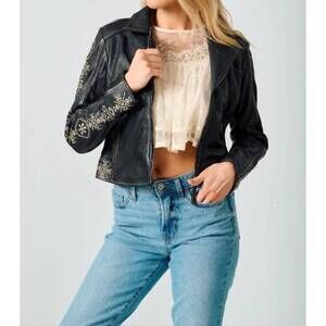 NEW MAURITIUS cora rf leather jacket in black